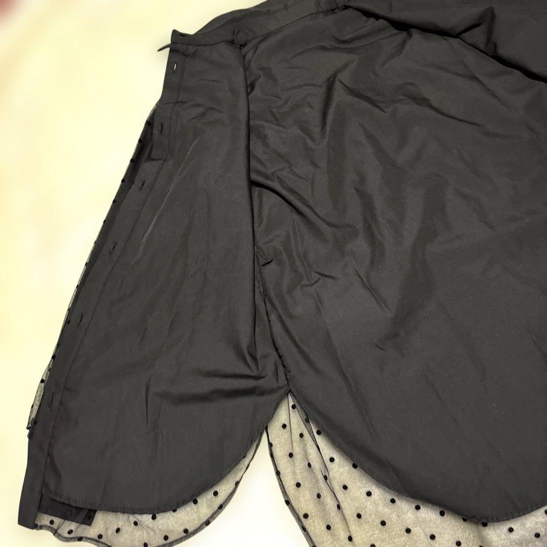 M*）様 新品未使用タグ付 チュールレイヤードシャツ ドット柄 ブラック 長袖