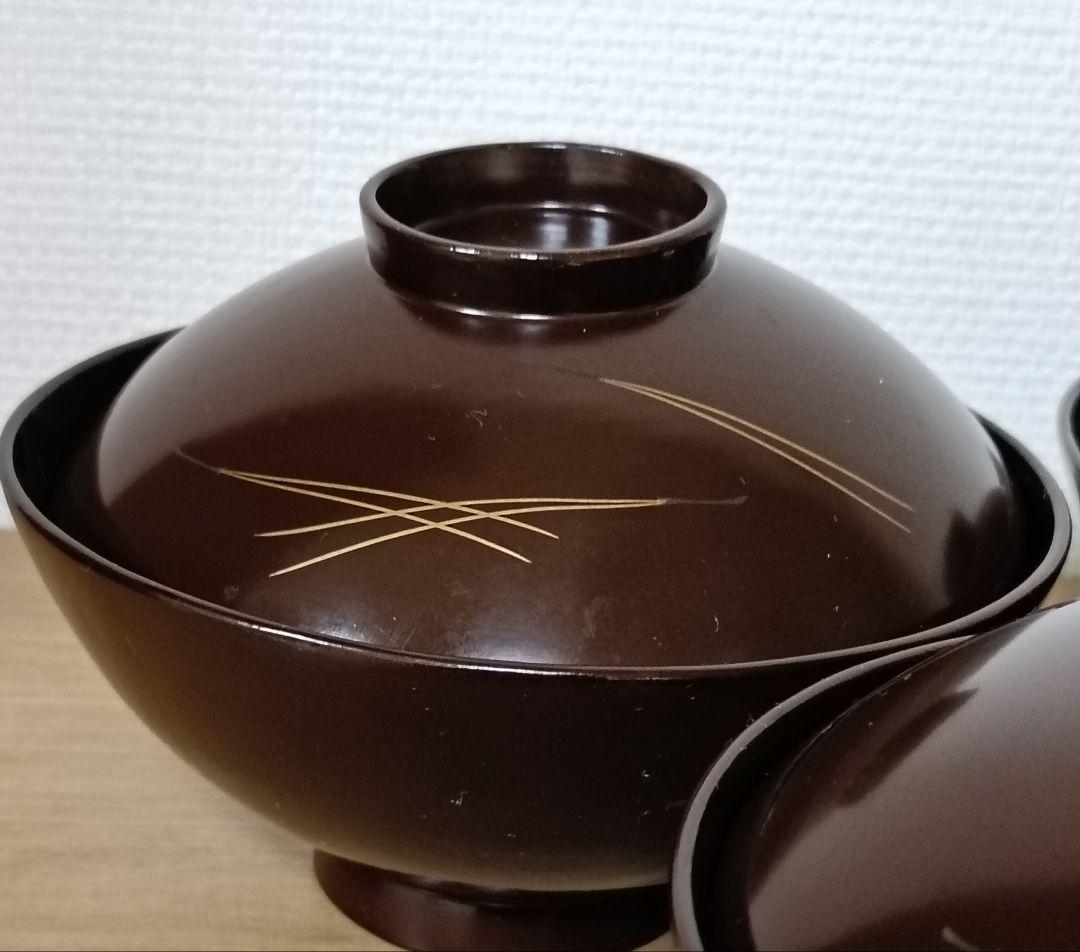 金彩銀杏に胡桃漆椀　5客揃い　汁椀