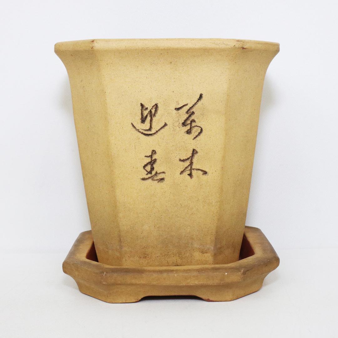 中国 唐物 古盆器 白泥釘彫絵梅花漢詩文