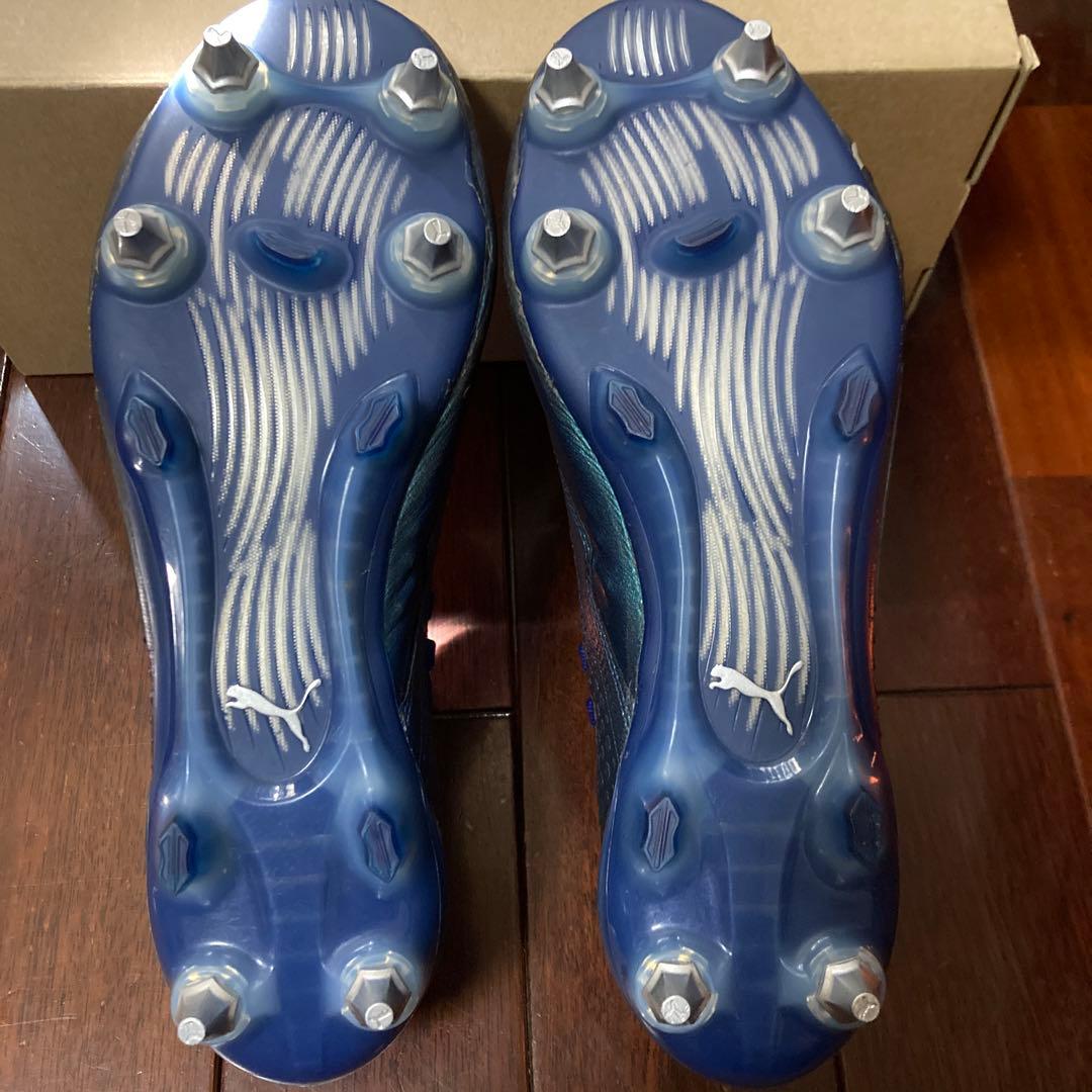 PUMA プーマ　ワン 1 レザー MX SG(ブルー×シルバー)