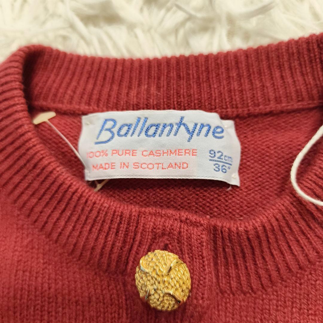 タグ付 バランタイン カーディガン カシミヤ100% 金ボタン テューダーローズ
