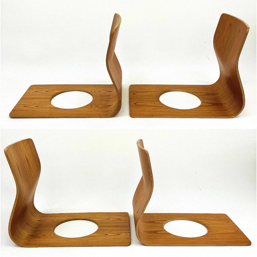 Tendo 天童木工 座椅子 2脚セット 藤森健次 曲げ木 ケヤキ板目 曲木②