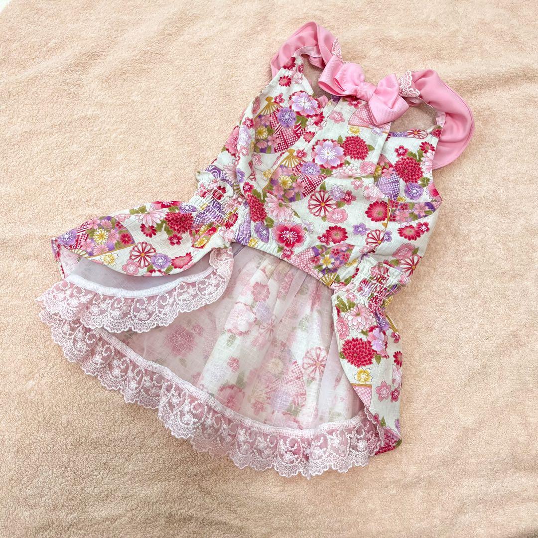 きゃんナナ 花柄和ロリワンピース Lサイズ ピンク