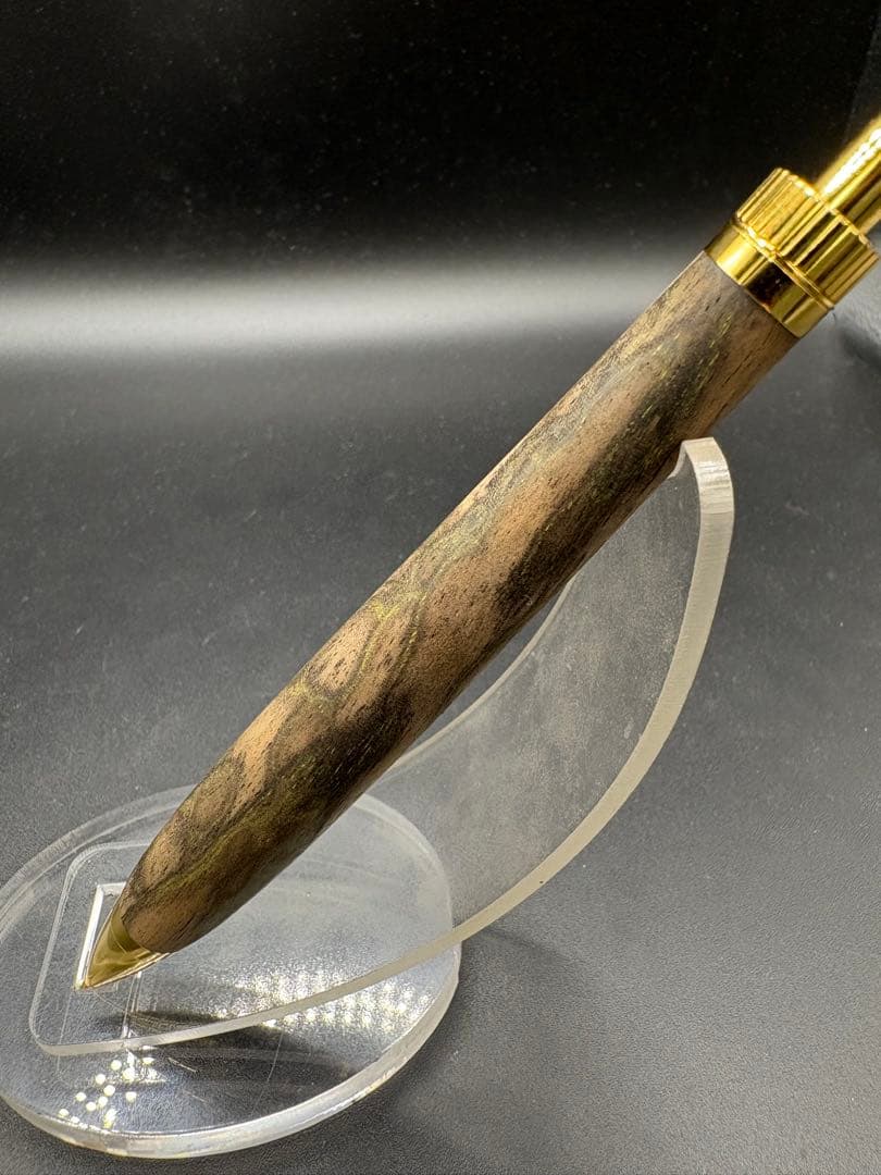 535超極上　黒柿　孔雀杢　木軸シャーペン　ボールペン