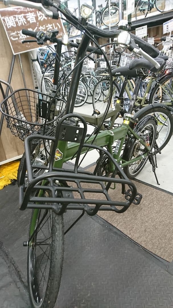 【美品】【引き取り希望】折りたたみ自転車 ミニベロ オリーブグリーン