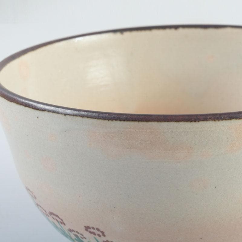 茶道具　福森阿也作　乾山写　色絵　花草文　茶碗　共布共箱　C　9475