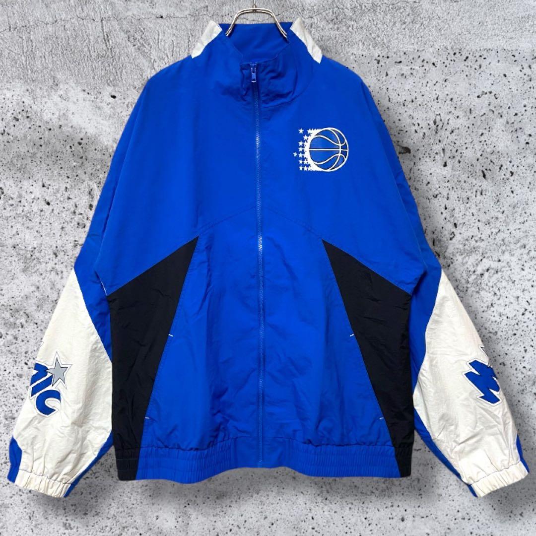 【希少XL】ミッチェル&ネス マジック ナイロンジャケット 青白黒 マルチカラー