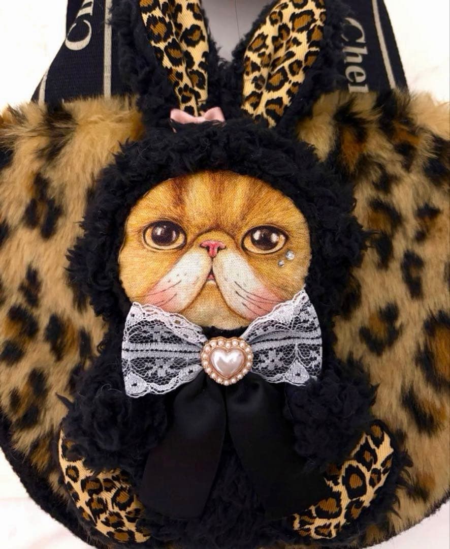 ゆ*ら様 コヤンイサムチョン♡レオパードファー♡クムくん♡ラウンドトートバッグ