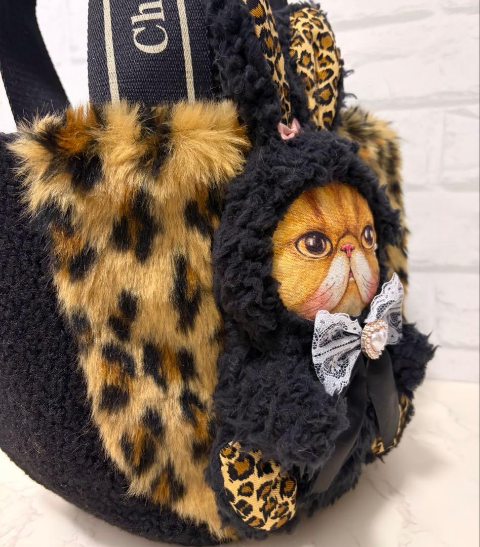 ゆ*ら様 コヤンイサムチョン♡レオパードファー♡クムくん♡ラウンドトートバッグ