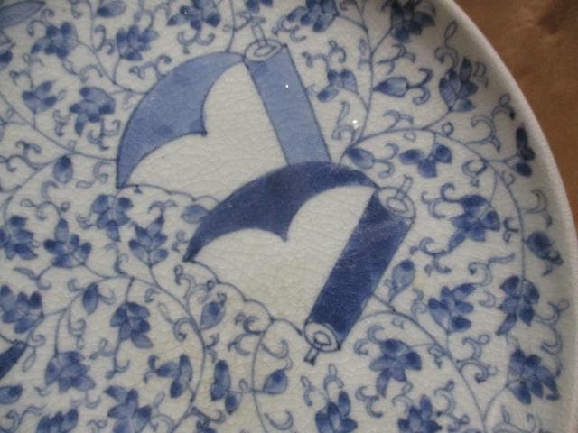 古伊万里　柿右衛門染付巻物文様皿　R34-1