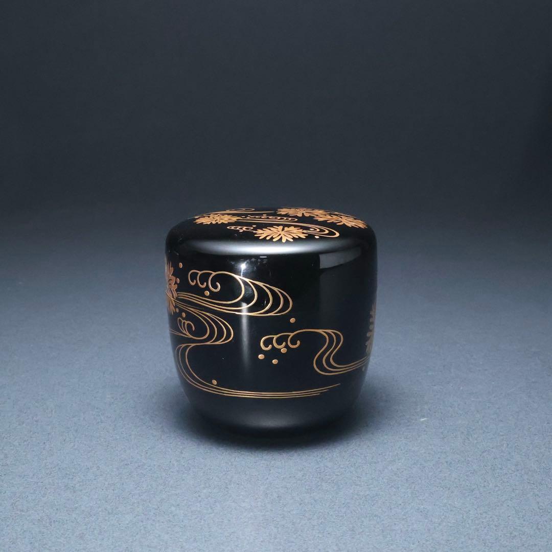 棗　光琳波に海松蒔絵　内銀仕上げ　金蒔絵　夏　R1415お10