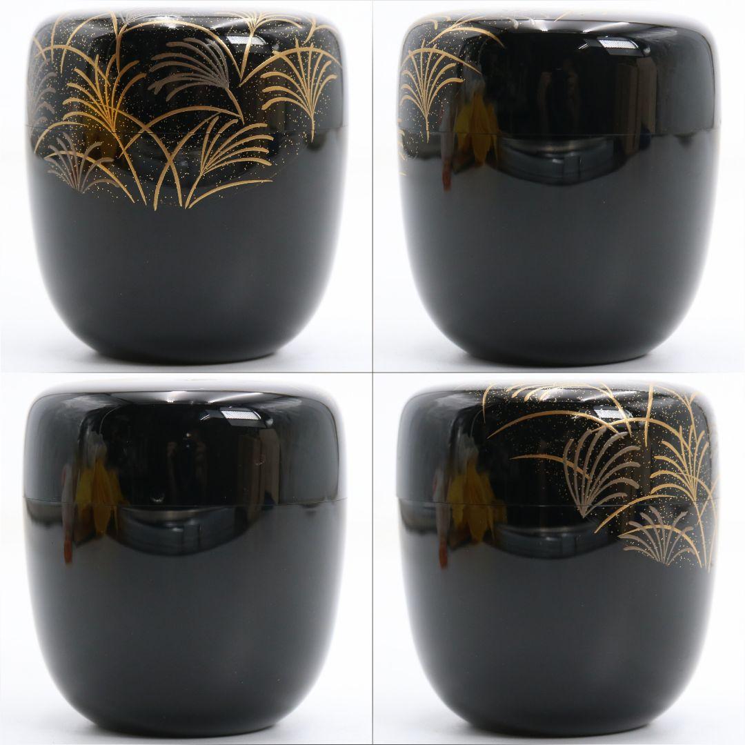 田中宗凌作 月に芒 中棗 武蔵野蒔絵 茶道具 共箱　V999