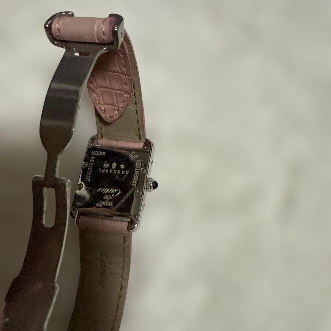 Cartier レクタングル時計 ピンクレザー