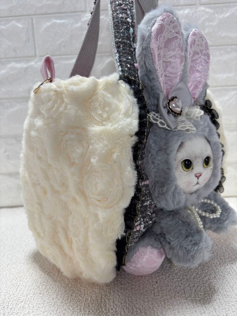 黒*こ様 コヤンイサムチョン　ハンドメイド　ファーバッグ　ギムくん　グレーうさぎ