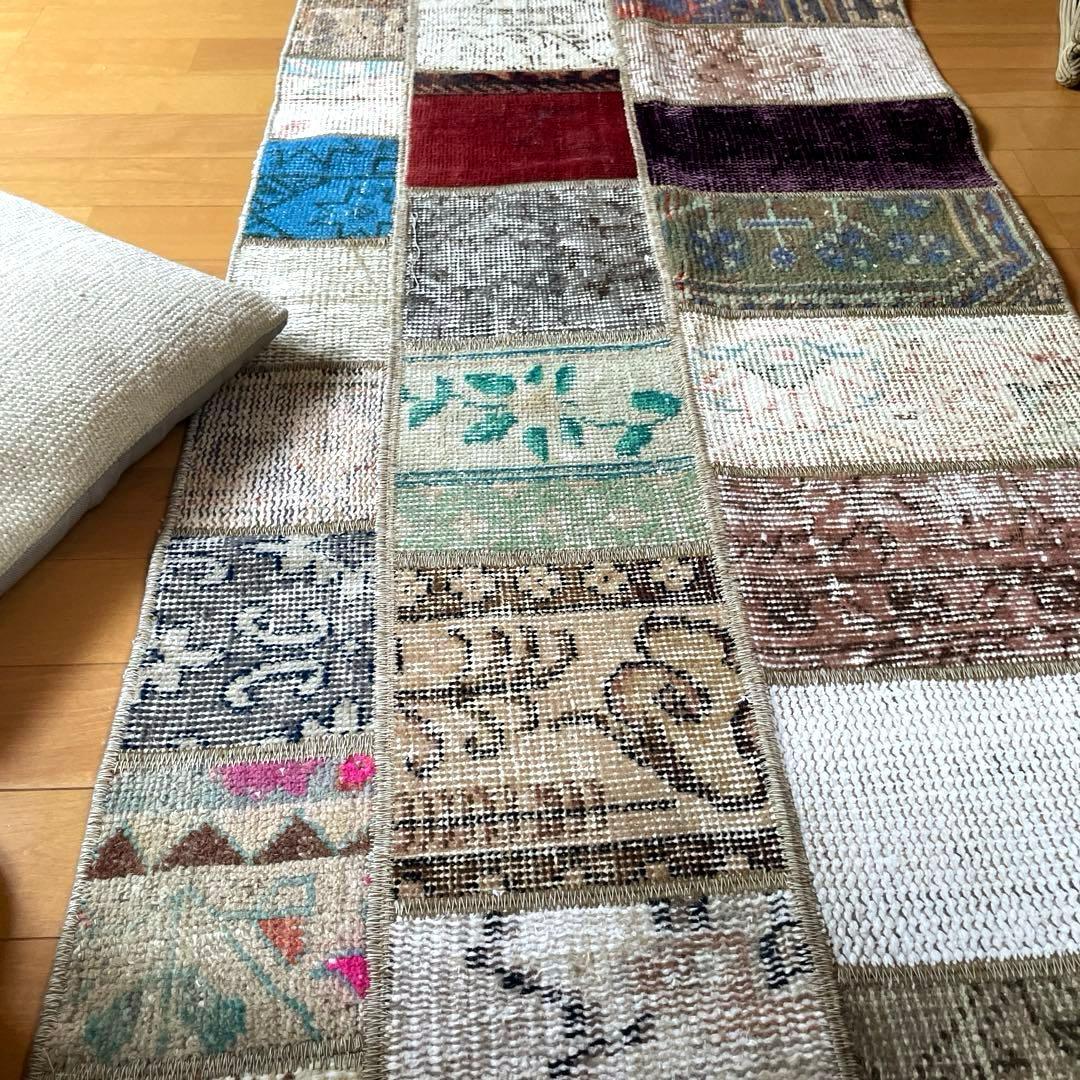 62×119 あると便利なパッチワークラグ　トルコヴィンテージラグ