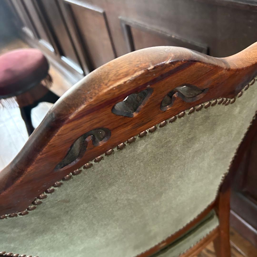 アンティーク 猫足 ベロアチェア/ベルベットチェア no.01