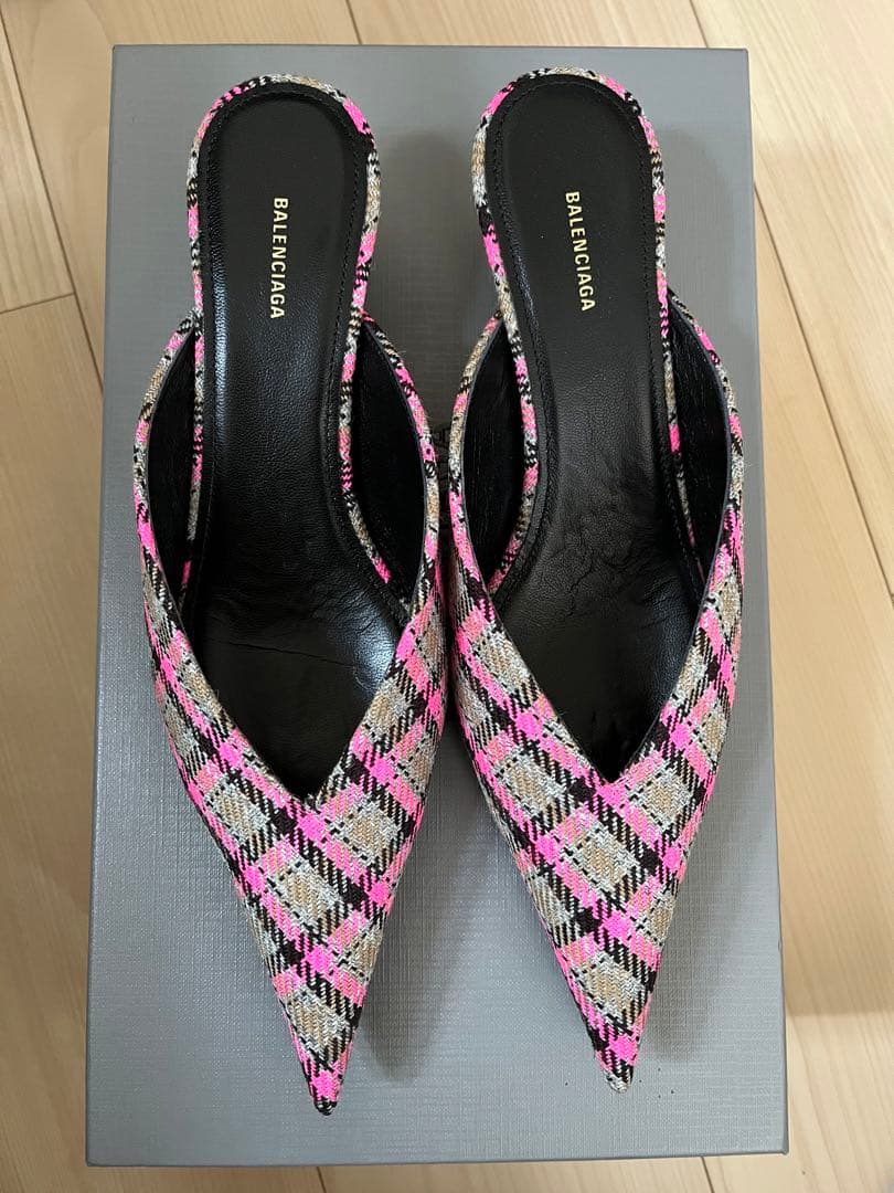 バレンシアガ　ミュール　チェック柄　35サイズ