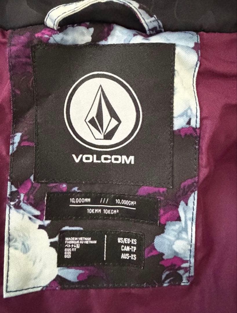 【VOLCOM】花柄スノーボードジャケット XS 防水レディース 美品