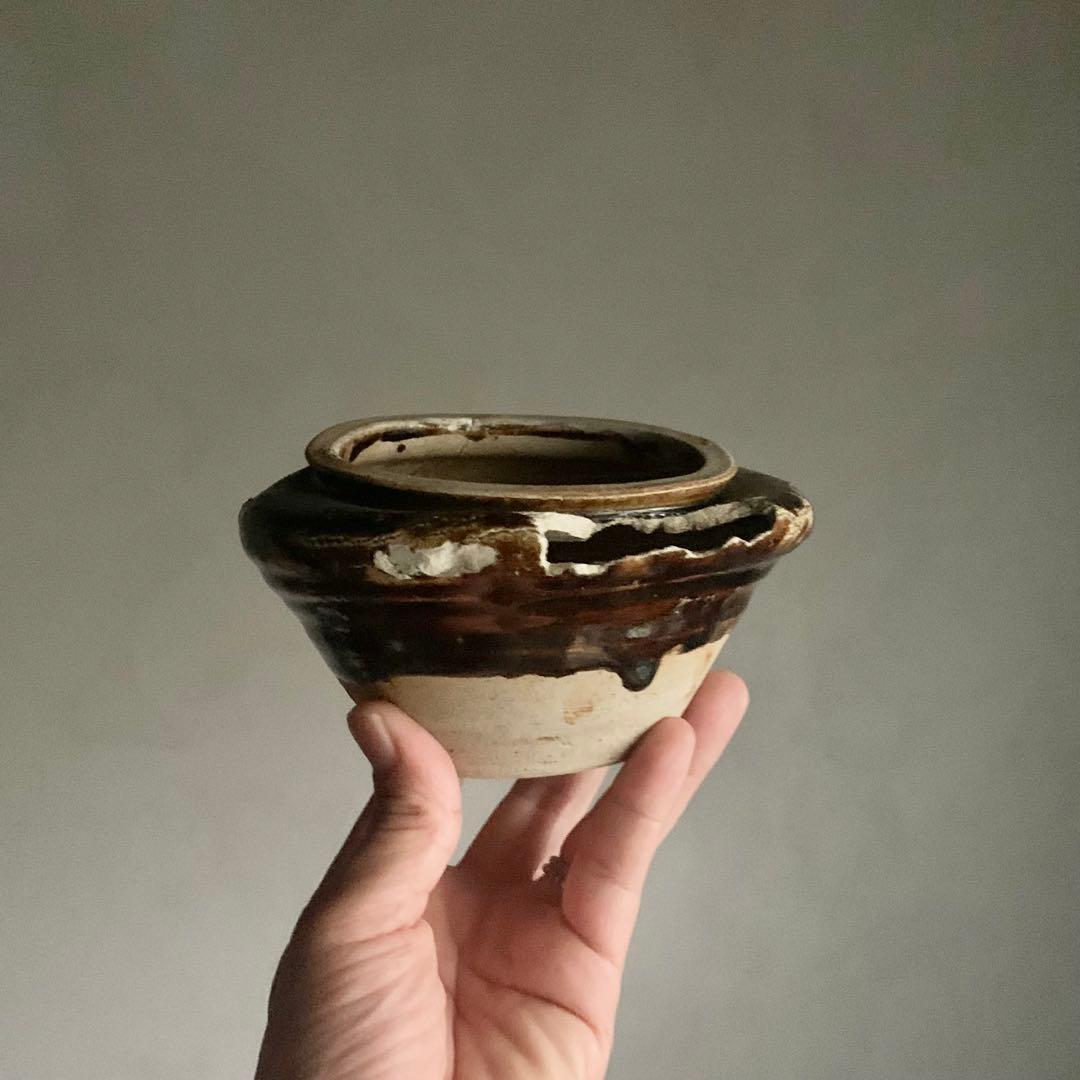 美濃 破れ壺 ひしゃげ壺 古美術 古道具 アンティーク