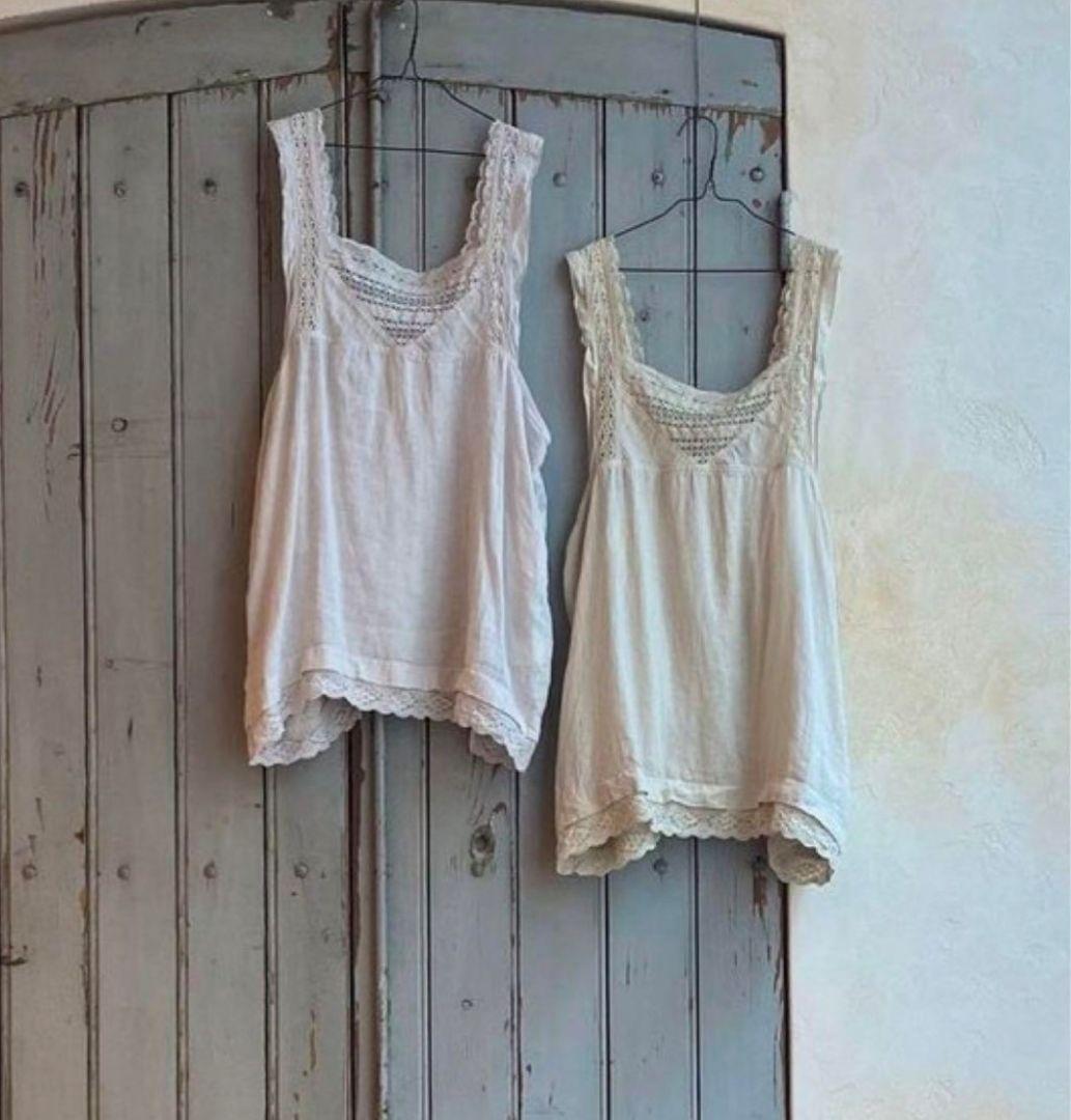 ネストローブ　nest Robe　リネン×レースキャミソール