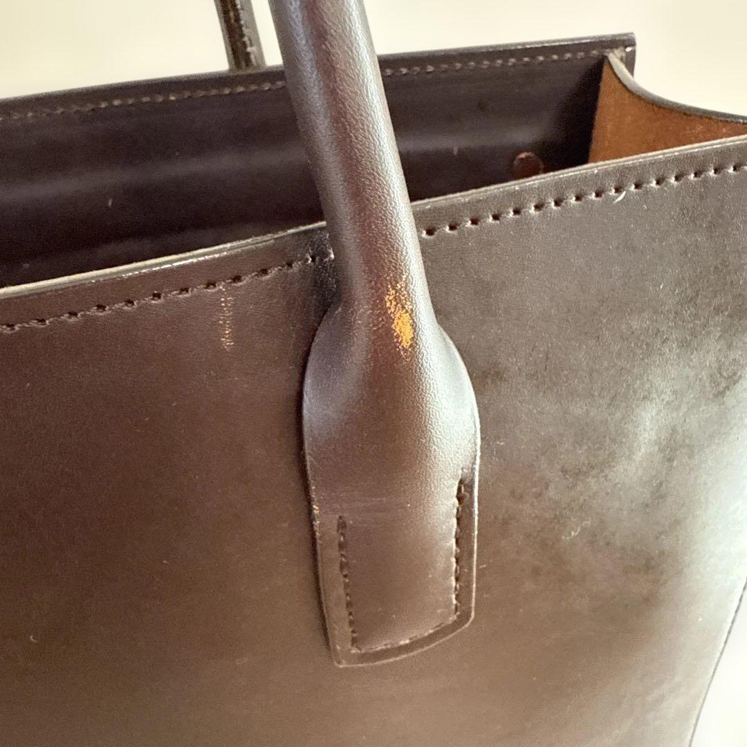 亀屋革具店　大きなトートバッグ肩掛けタイプ　ダークブラウン　（横幅40）