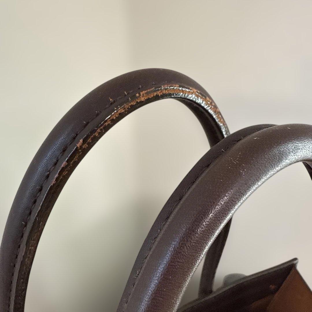 亀屋革具店　大きなトートバッグ肩掛けタイプ　ダークブラウン　（横幅40）