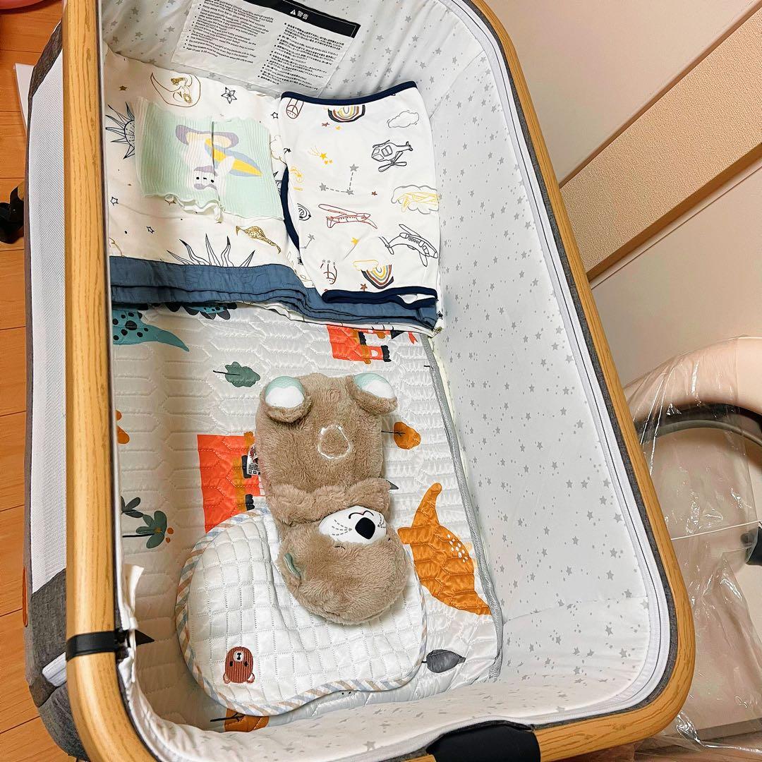 HZDMJベビーベッド 添い寝 折りたたみ ハイローベッド 高さ調節可能 美品