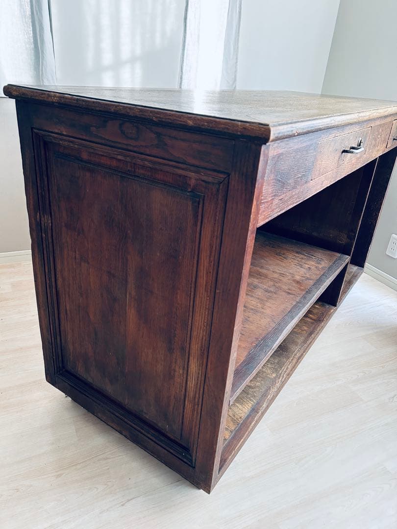 フランスアンティーク 家具 木製ショップカウンター 作業台 アトリエ