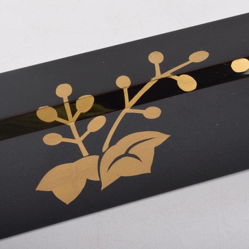 茶道具　塗師　松永松寛作　花草蒔絵　炉縁　共箱　V　8521A