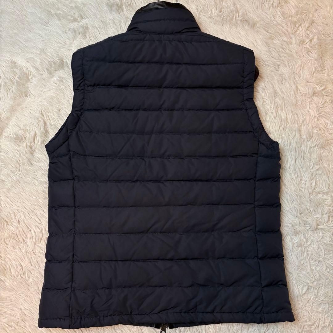 (美品) マークアンドロナ ダウン ベスト レザーパイピング ダブルジップ ボア