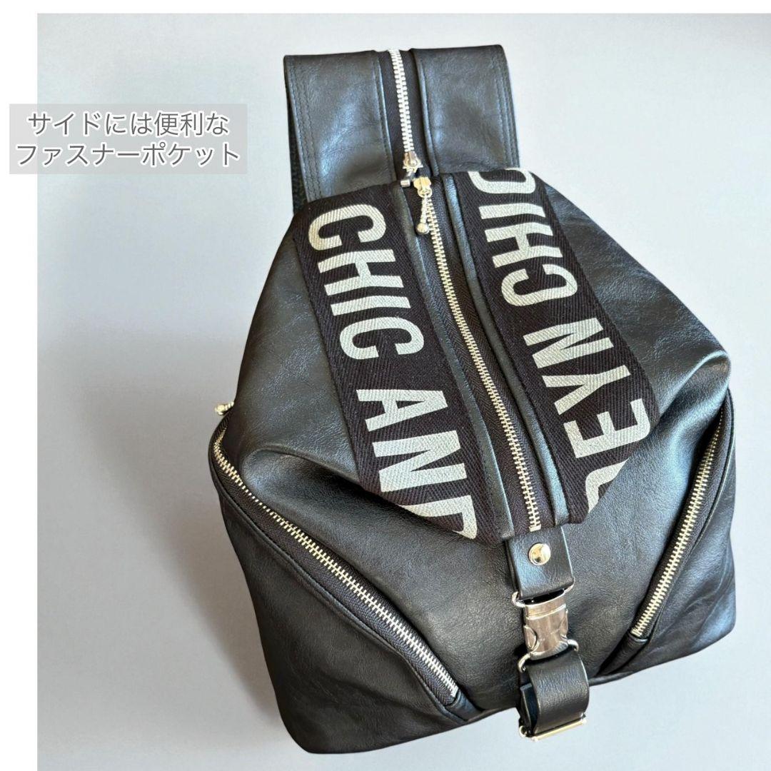 3way bag／ロゴ／blackleather