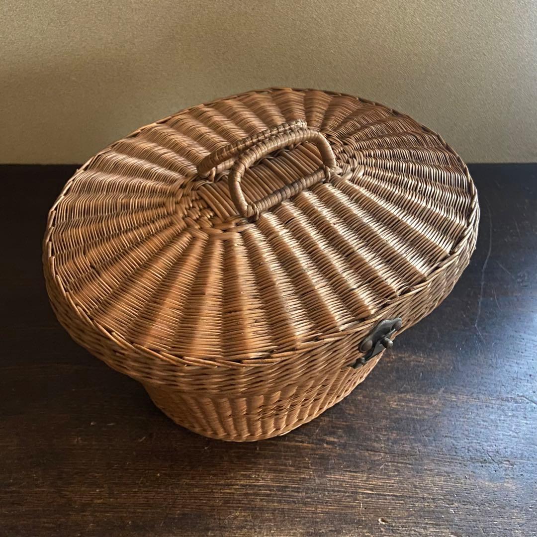 アンティーク　シルクハット　バスケット付き　イギリス製　レトロ