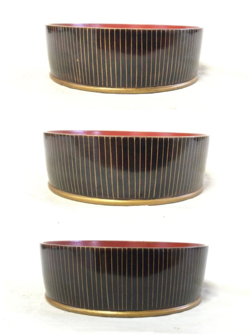 漆芸 鳳凰蒔絵 足付段重 蓋物 骨董 時代物 Mラ