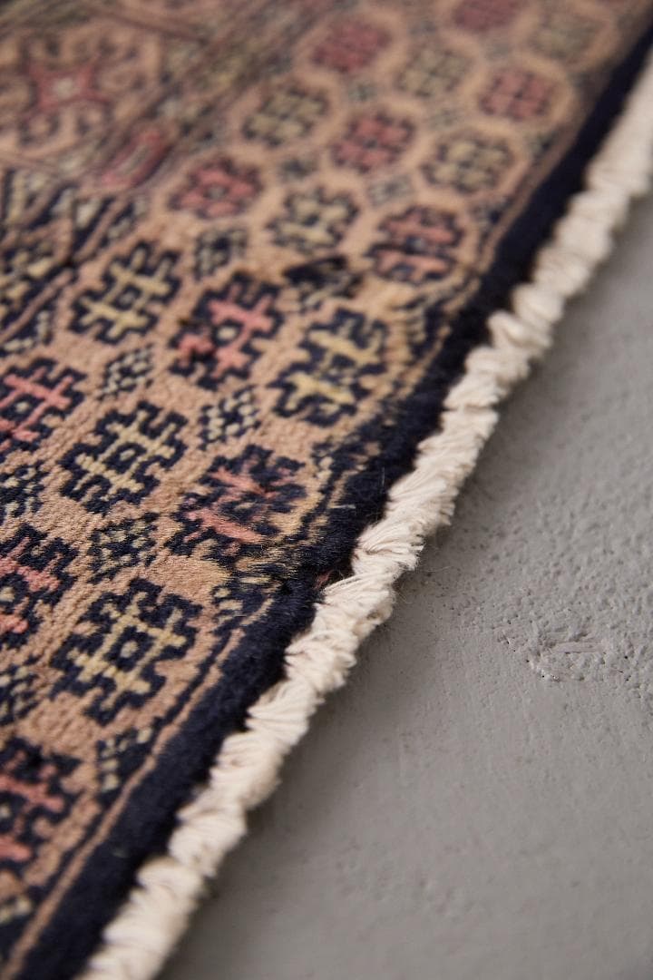 ヴィンテージラグ トライバルラグ　ラホール産（136×65cm）紺　黒　ベージュ