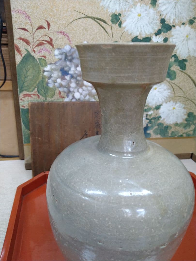 高麗青磁広口細首瓶 高麗時代前期 r5冬16