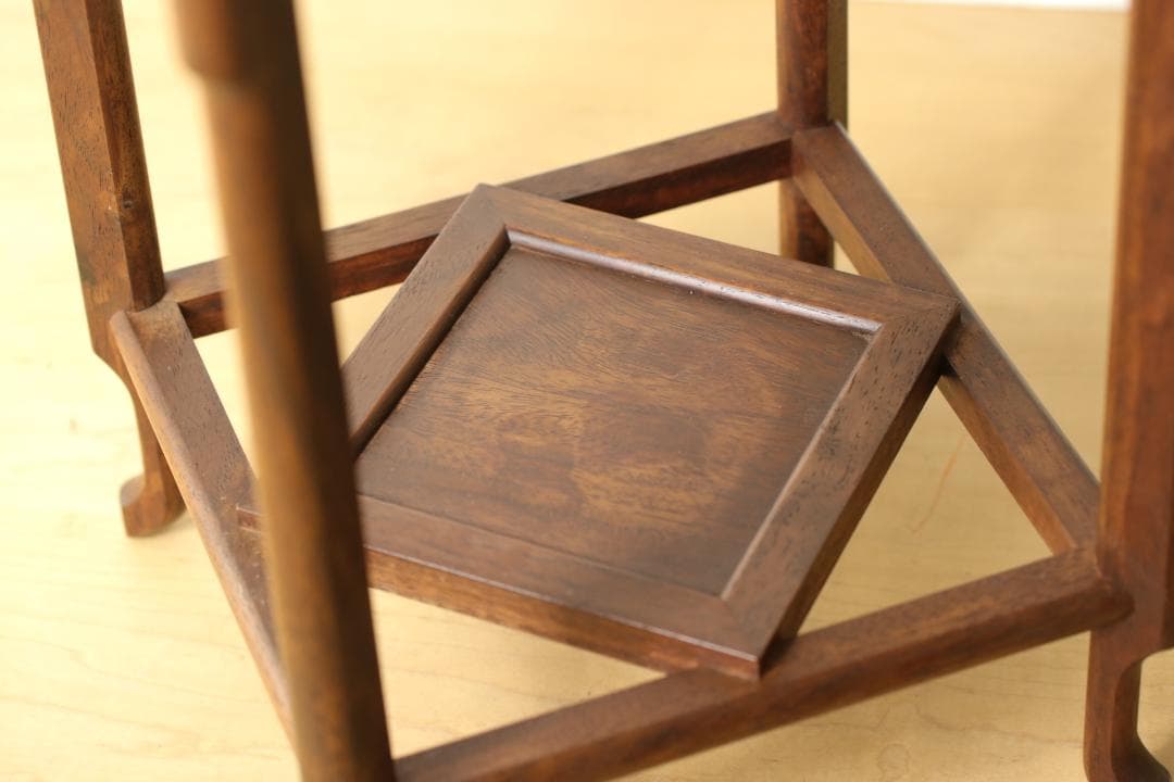 古道具 かりん 無垢材 花台 透かし彫り 高卓 飾台 時代物 盆栽台 唐木 骨董