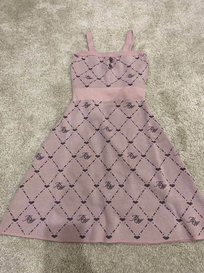 るり❣️モノグラムアンサンブルワンピース ピンク／グレー M