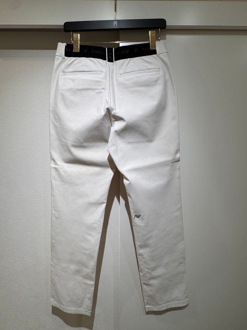 美USED ANEW GOLF メンズ 刺繍ロゴライン ホワイトパンツ アニュー