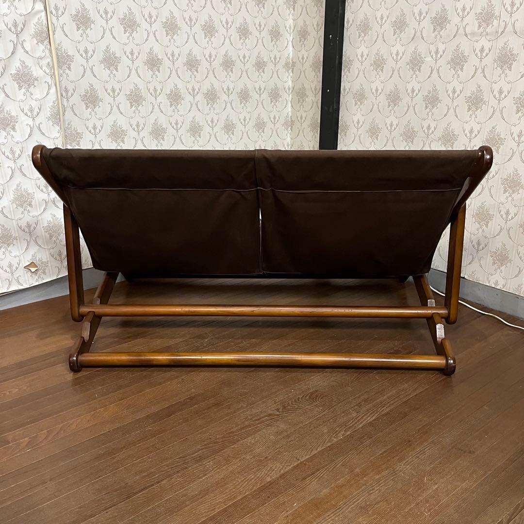 【アンティーク】折り畳み リクライニングチェア デッキチェア 2人掛け椅子