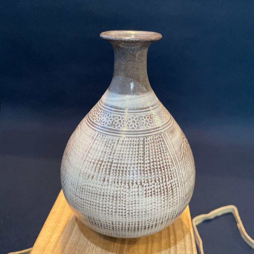 唐津焼　名工【中里 重利】(造)の『三島 徳利』共箱※美品　徳利