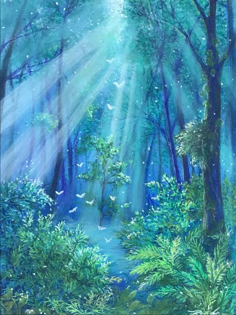 リラの花の妖精　ハンドメイドパステル画　絵画アート原画