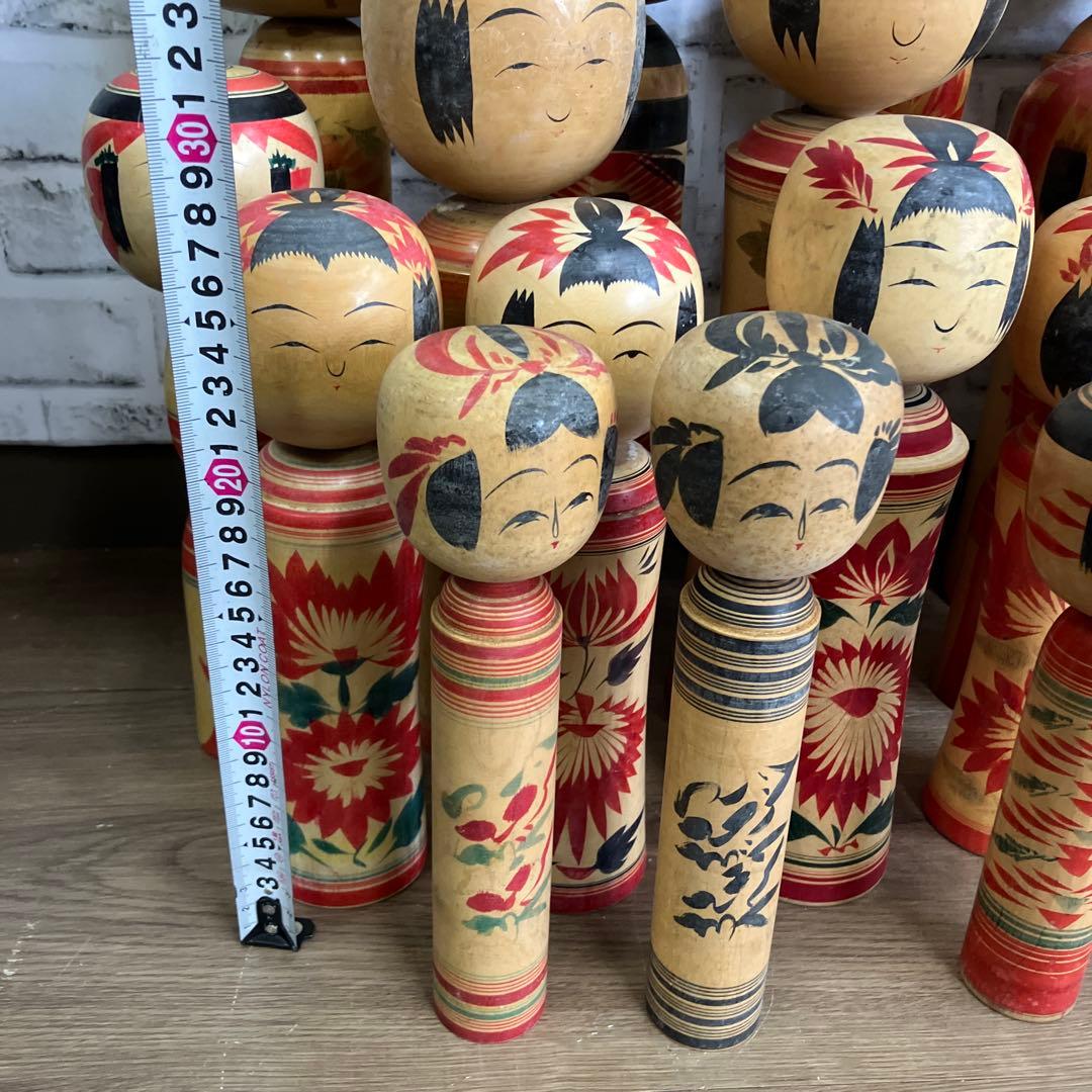 D-3 昭和レトロ 木製 こけし 小芥子 16体セット まとめ売り 日本人形