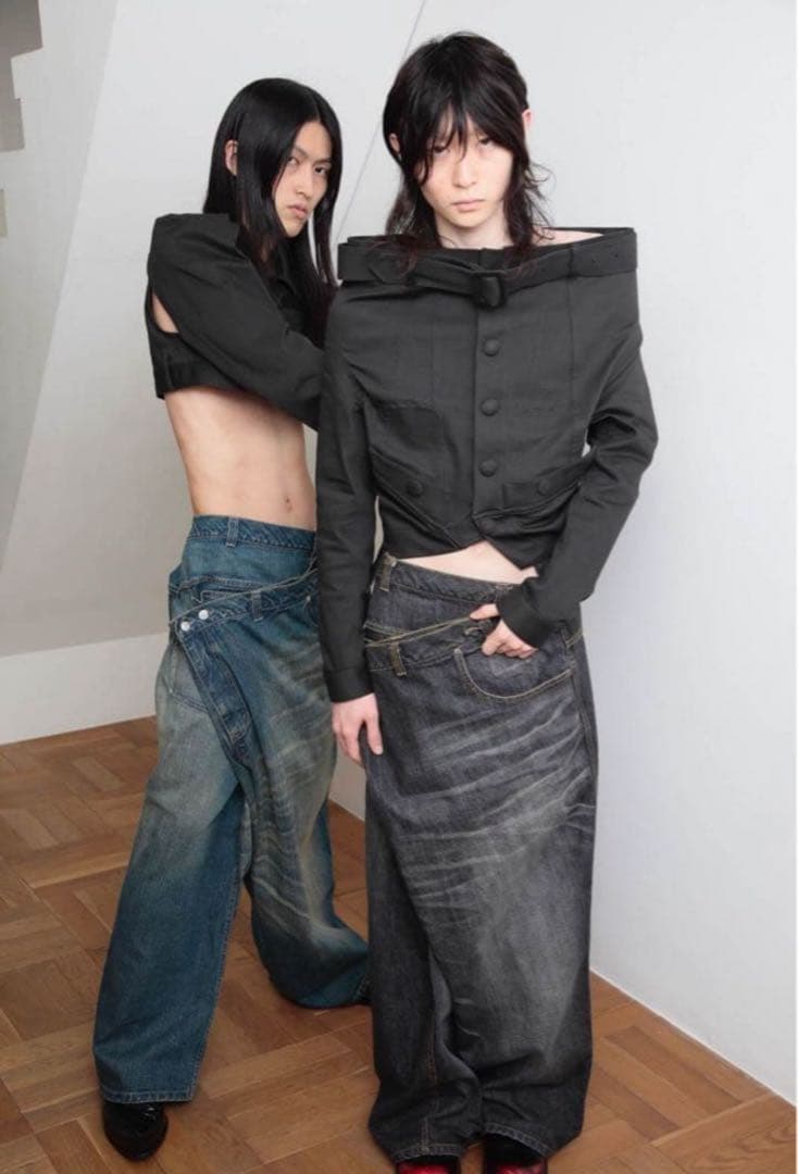 斬*月様 25aw ORIMI OVERLAP BUGGY DENIM PANT