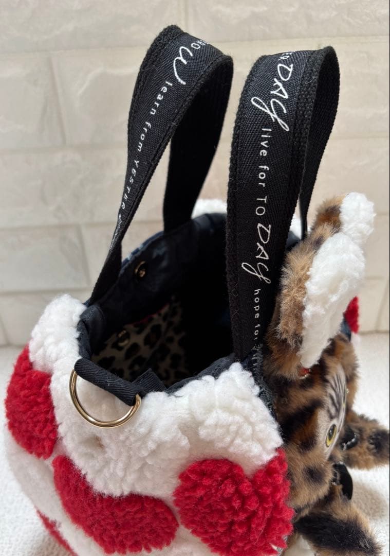 さ*ー様 コヤンイサムチョン　ハンドメイド　ハートボアバッグ　赤　ヒョウ柄うさち