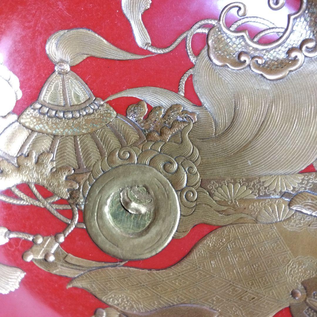 加賀蒔絵　高蒔絵祝い盃　三ッ組盃　　漆芸　時代高級高蒔絵盃　大正期　黒塗共箱