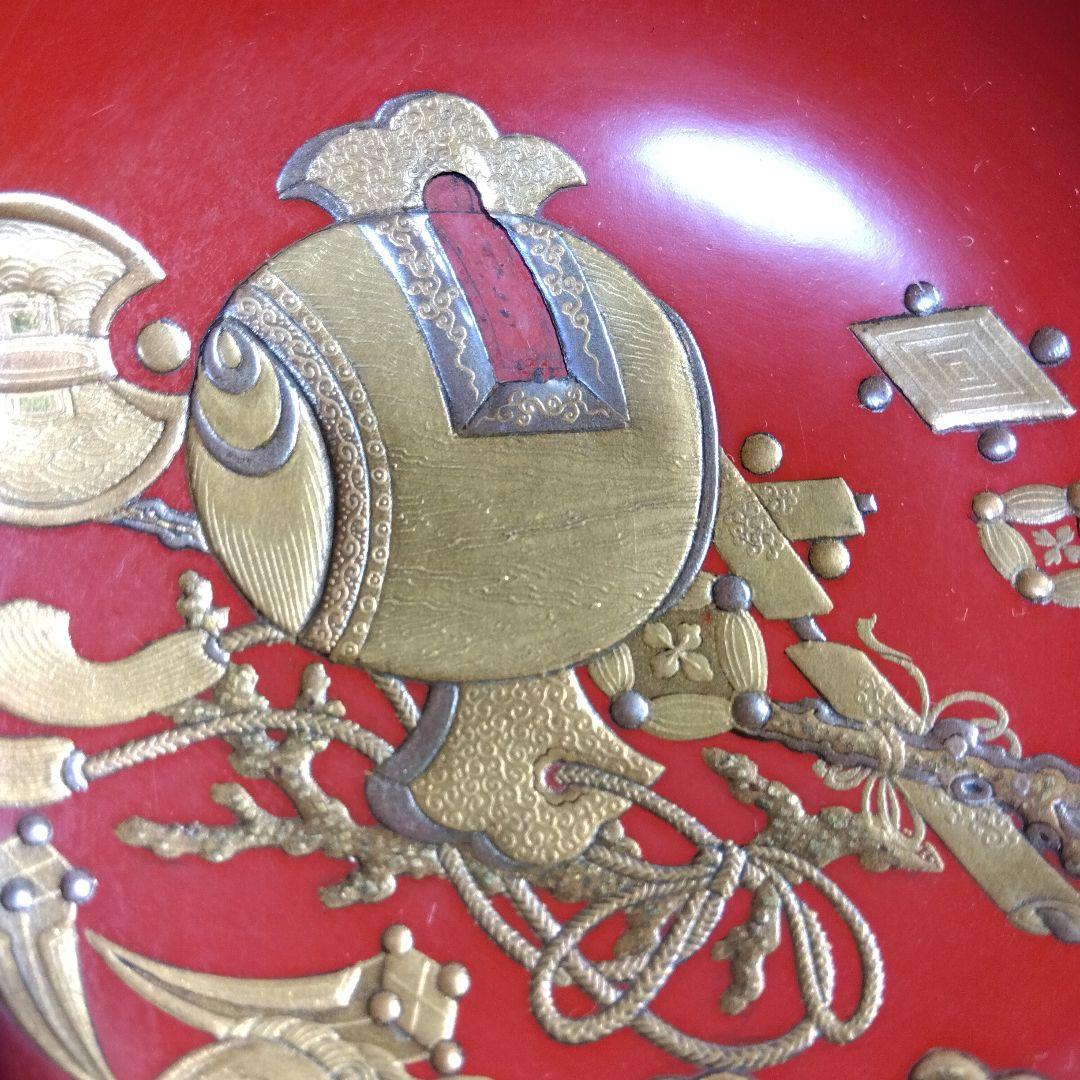 加賀蒔絵　高蒔絵祝い盃　三ッ組盃　　漆芸　時代高級高蒔絵盃　大正期　黒塗共箱