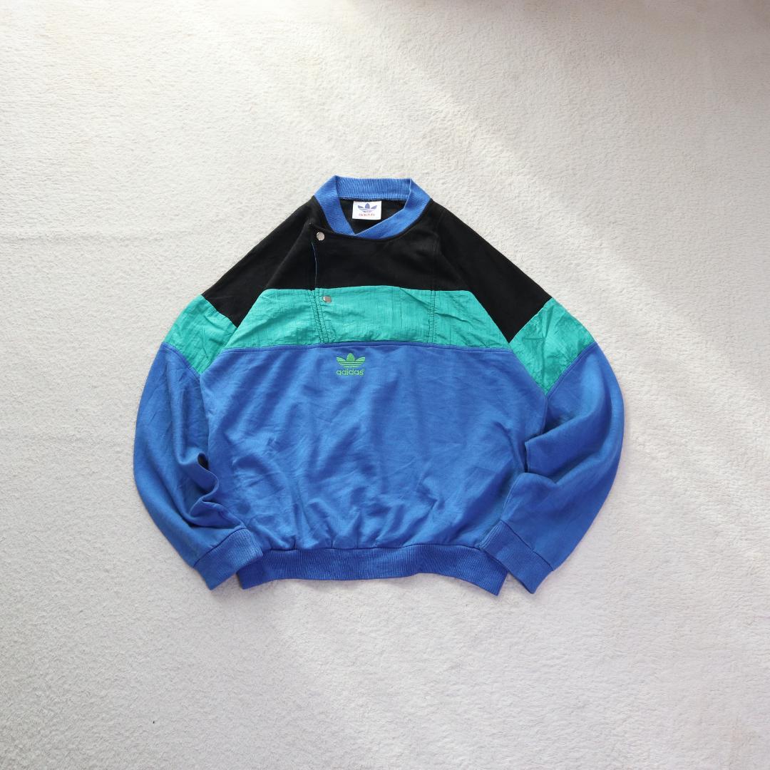 にょろ様　80s 90s adidas トレフォイル 刺繍スウェット L相当 ヴ