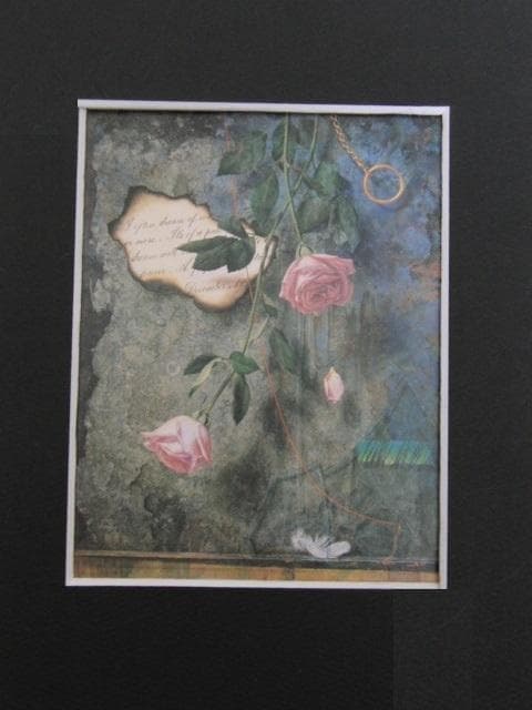 島村信之、【パープルローズ】、希少な額装用画集画、新品高級額 額装付