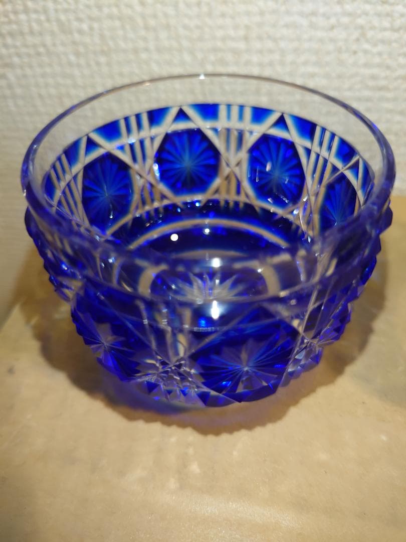 【未使用】薩摩切子　薩摩びーどろ工芸作　五色五客　色被せ　切子猪口