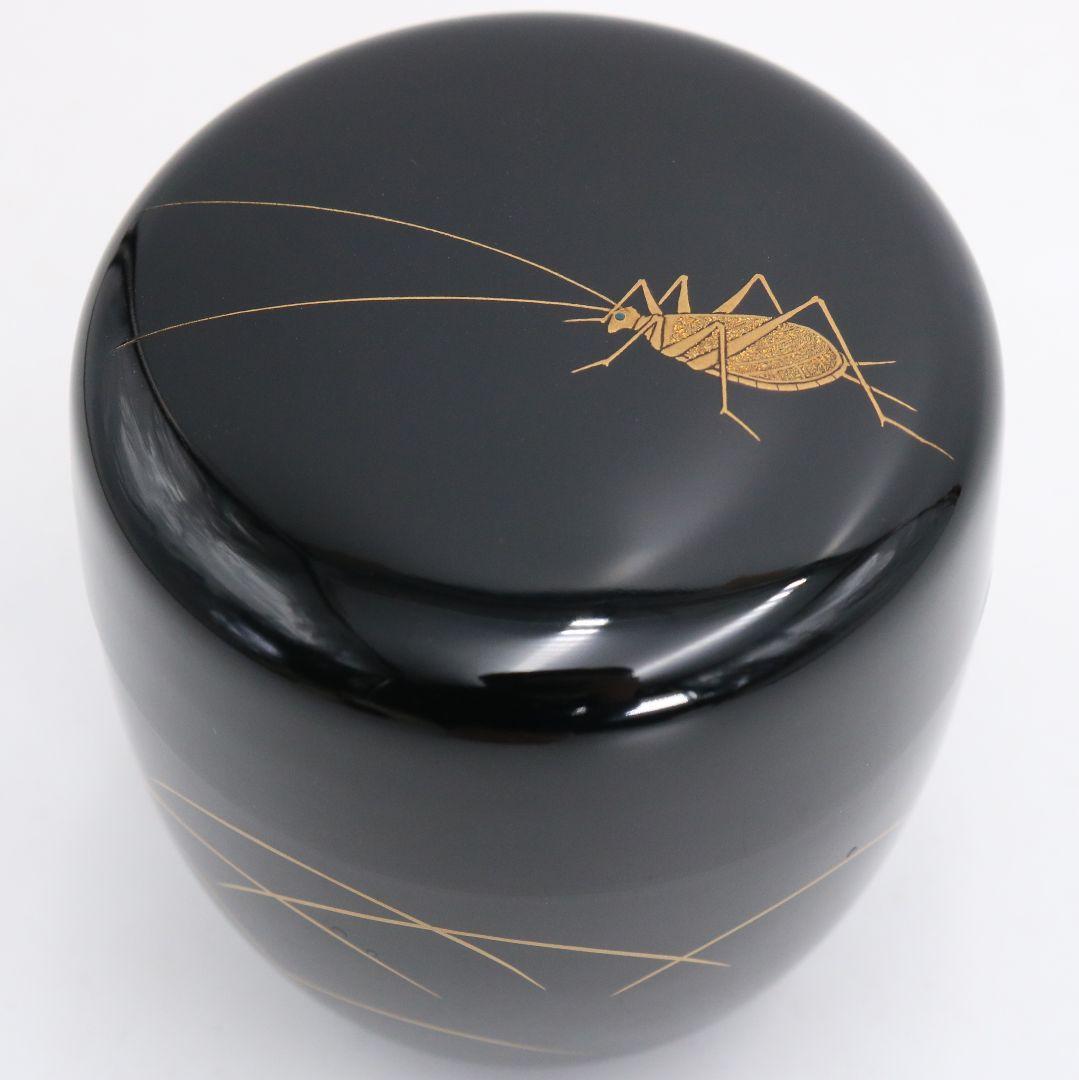 正春作 鈴虫蒔絵 棗 輪島塗 茶道具 共箱共布　V870　N6